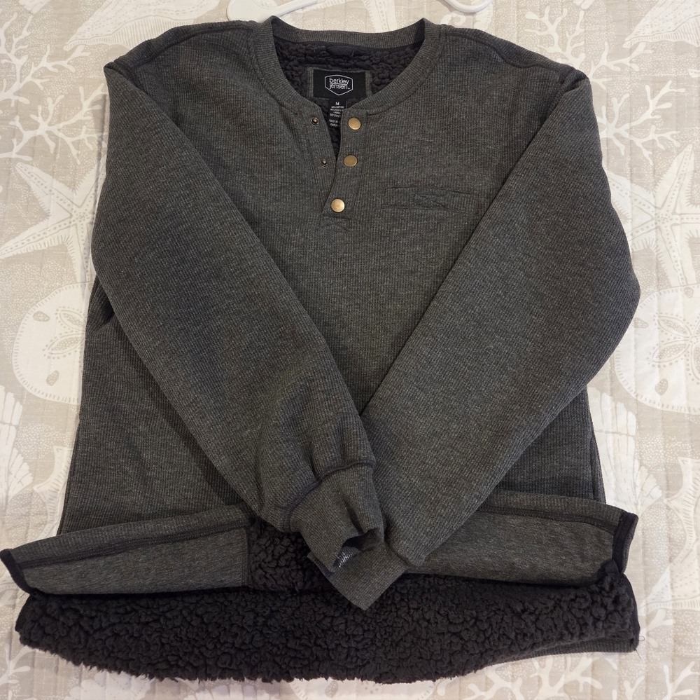Men's Heather Grey Sherpa Lined Sweatshirt MEDIUM New Without Tags.